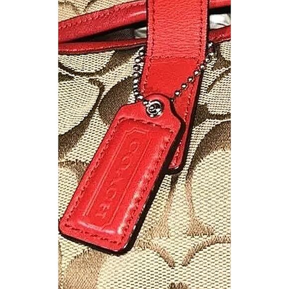 Coach Hadley Signature Tan & Red Leather Duffle Bag F289181 Authenticated - Picture 11 of 13